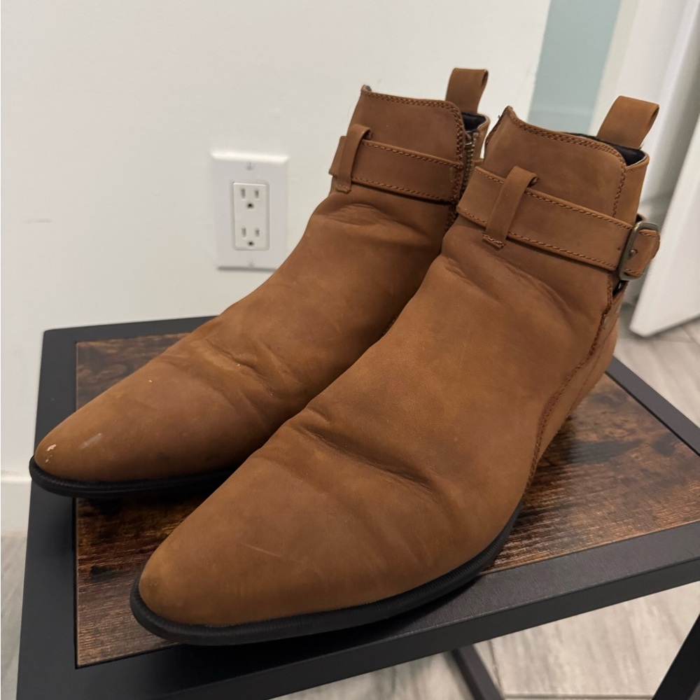 ASOS Tan Leather Buckle Boots